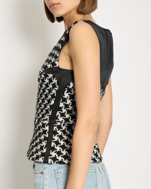 Christian Dior Black Sleeveless Vest with Black & White Knitted Houndstooth Detail FR 34 (UK 6)