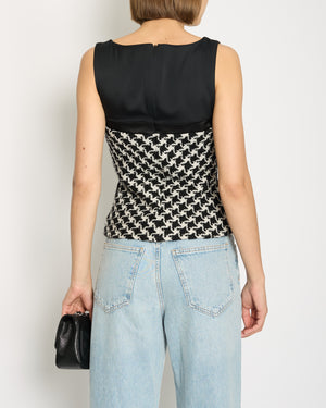 Christian Dior Black Sleeveless Vest with Black & White Knitted Houndstooth Detail FR 34 (UK 6)