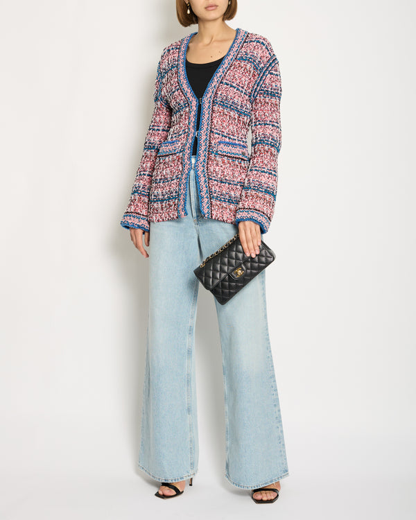 Chanel 17S Multicolour Tweed Long-Line Cardigan with Hook Closure Detail FR 36 (UK 8) RRP £3150