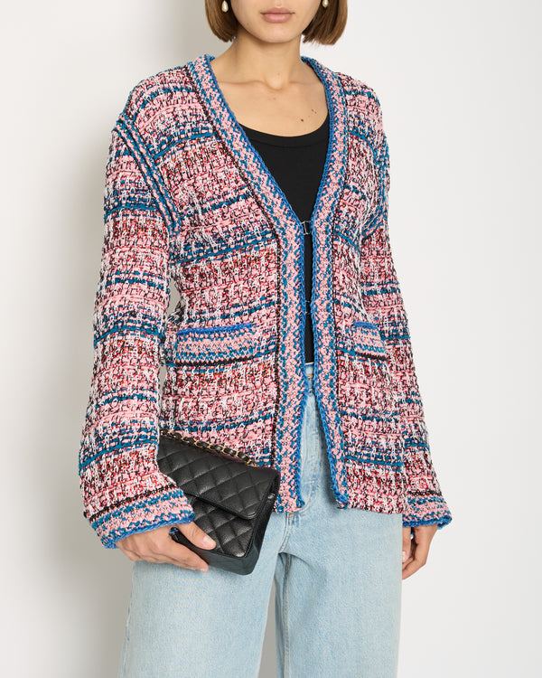 Chanel 17S Multicolour Tweed Long-Line Cardigan with Hook Closure Detail FR 36 (UK 8) RRP £3150