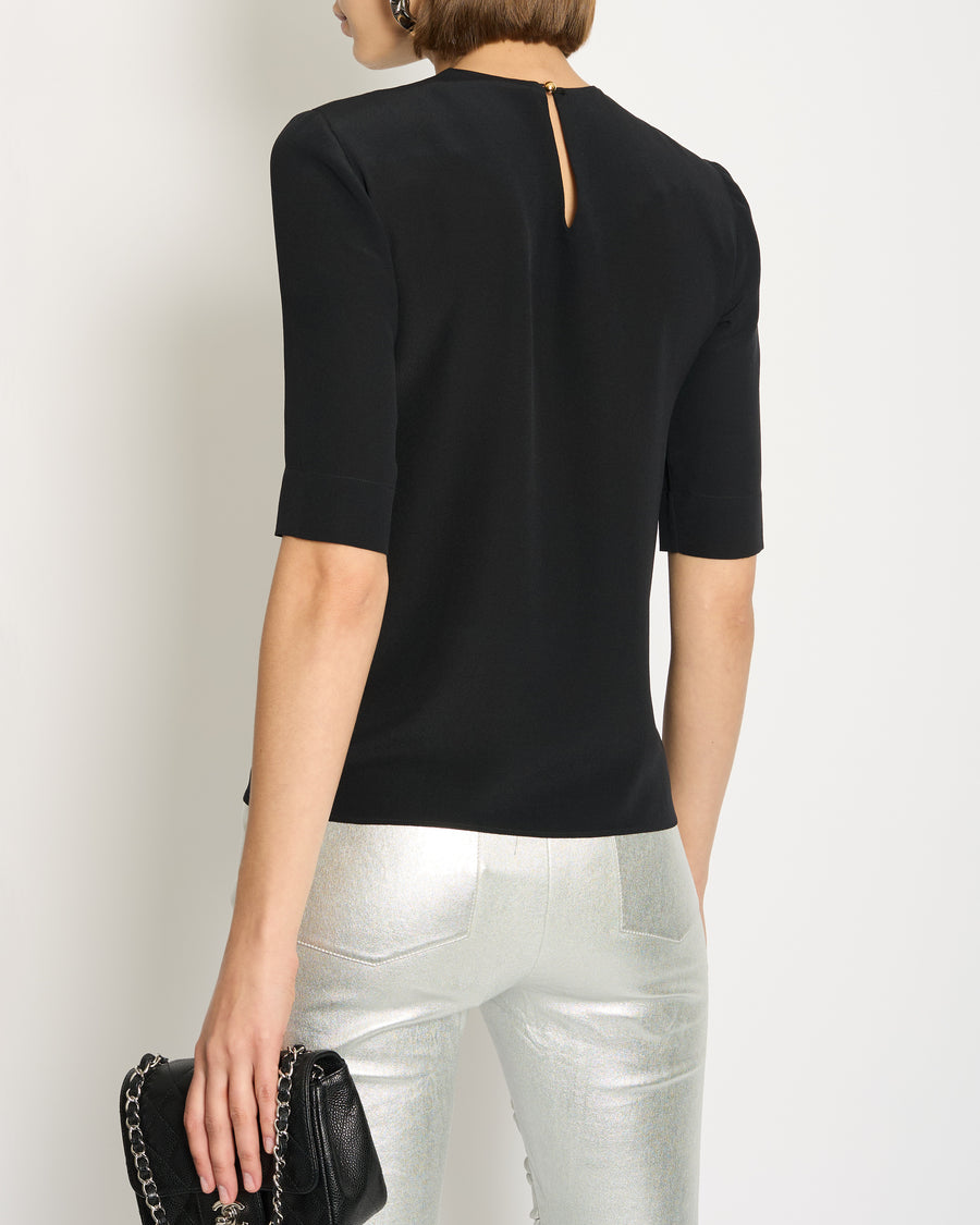 Alessandra Rich Black Short Sleeve Top Size IT 40 - 42 (UK 8-10)