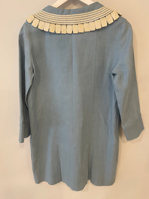 Chloé Light Blue Mini Dress with White Collar Detailing Size FR 36 (UK 8)