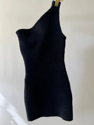 Wardrobe NYC Black Knitted Single Shoulder Mini Dress Size S (UK 6)