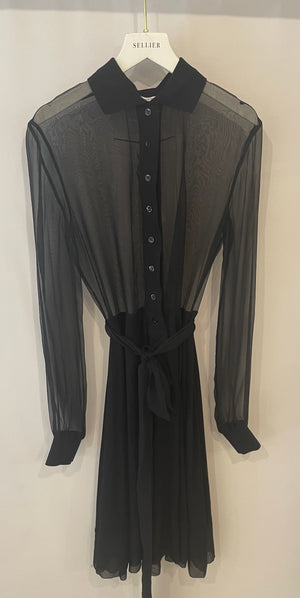 Givenchy Black Silk Button-Up Mini Long-Sleeve Dress Size FR 38 (UK 10)