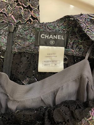 Chanel Grey Metallic Floral Embroidered Jumpsuit Size FR 36 (UK 8)