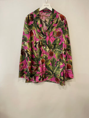 *HOT* Dolce & Gabbana Pink Fig Printed Silk Trousers and Shirt Set Size IT 36/38 (UK 4/6) RRP £2,650