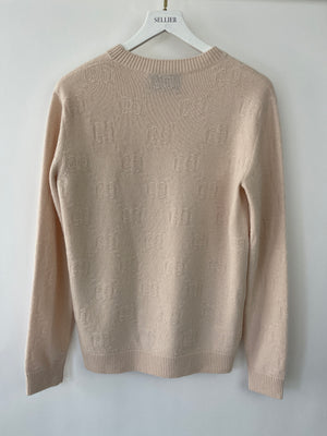 Gucci Beige GG Logo Round Neck Long Sleeve Jumper Size IT 40 (UK 8)