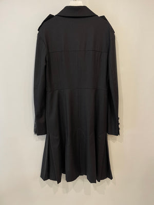 Chanel Charcoal Wool Trench Coat with CC Logo Buttons Detailing Size FR 42 (UK 14)