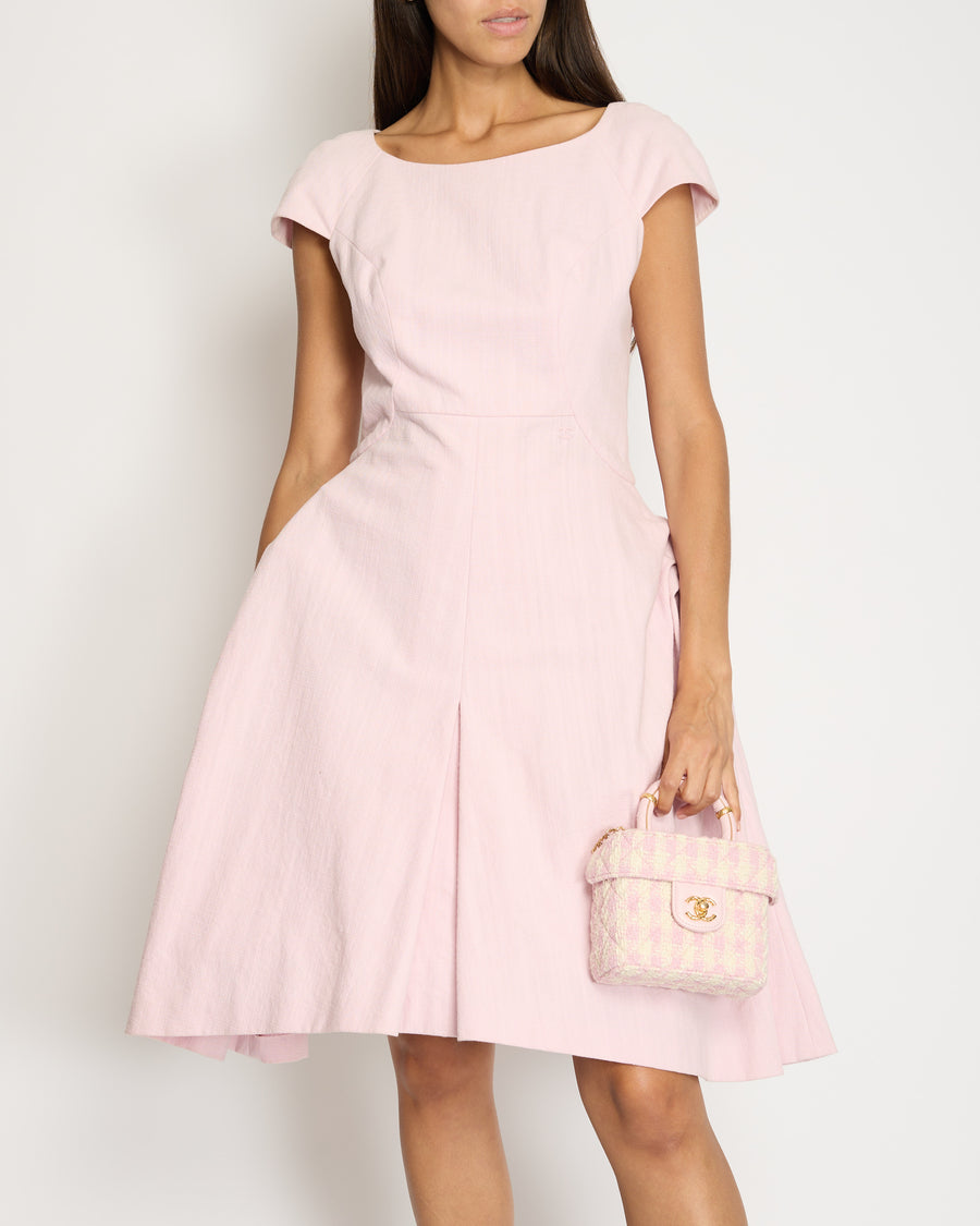 Chanel Pink Midi Sleeveless Dress with CC Detailing Size FR 40 (UK 12)