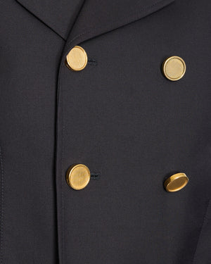 Saint Laurent Navy Double-Breasted Jacket with Gold Button Detail FR 34 (UK 6)