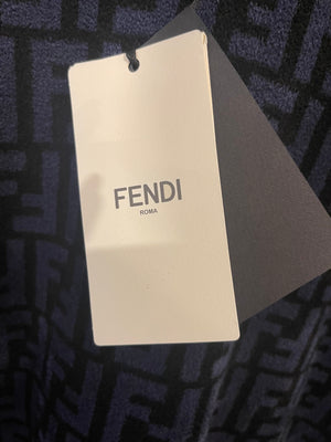 Fendi Black and Blue FF Printed Towelling Jumper Size IT 38 (UK 6)