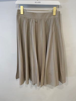 Hermès Beige Wrap Pleated Wool Mini Skirt Size FR 36 (UK 8)