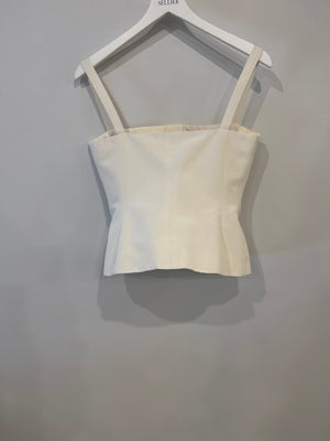 Christian Dior White Bustier Style Sleeveless Top with Button Details Size FR 38 (UK 10)