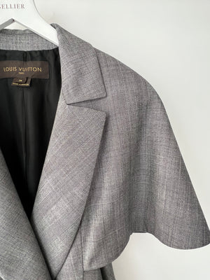 Louis Vuitton Grey Houndstooth Double Breasted Blazer Dress with Cape Sleeve Details FR 38 (UK 10)