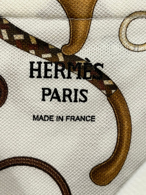 Hermès White and Brown "Panoplie Tout Cuir" Printed T-Shirt Size FR 40 (UK 12) RRP £560