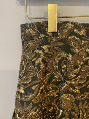 Dolce & Gabbana Green and Gold Embellished Mini Skirt Size IT 42 (UK 10)