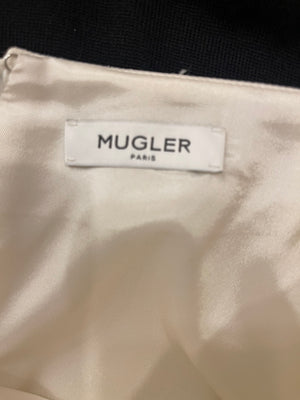 Mugler White Mini Skirt with Asymmetric Black Trim Detail Size FR 38 (UK 10)