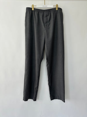 Louis Vuitton Grey Tailored Menswear Wool Trousers With Logo Embroidery Detail Size FR 46 (L)