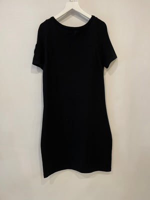 Chanel Black Dress with Gold Logo Patch Detail Size FR 42 (UK 14)