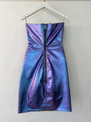 Rick Owens Iridescent Purple Luxor FW23 Denim Coated Prong Midi Dress IT 38 (UK 6)