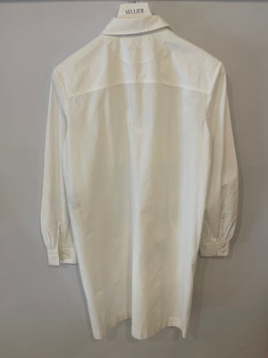 Fendi White Long-Sleeve Shirt Dress with Pockets and Logo Detail Size IT 42 (UK 10)