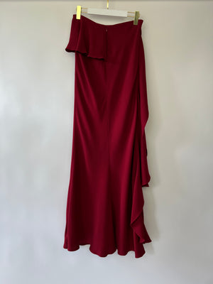 Alexander McQueen Silk Maxi Skirt With Draping and Frill Detail IT 42 (UK 10)