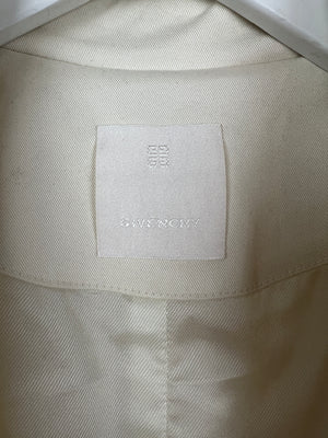 Givenchy White Cut Out Trench Coat with Studded Shoulder Epaulette Details Size FR 38 (UK 10)