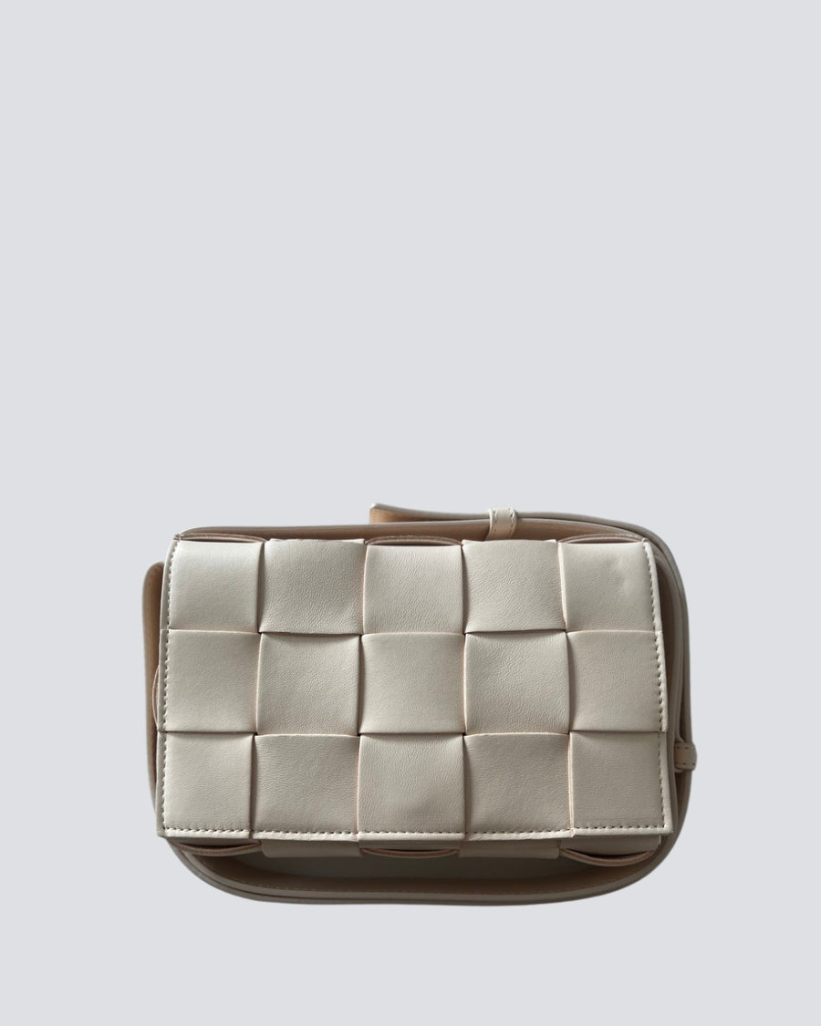 Bottega Veneta Beige Cassette Leather Crossbody Bag