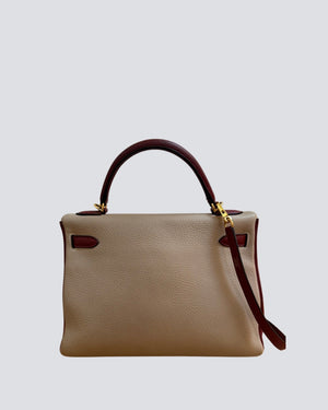 Hermes HSS Kelly 32cm Retourne Bag in Togo Leather With Gold Hardware