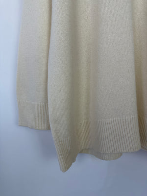 The Row Ivory Crewneck Oversize Cashmere Knit Jumper Size XS (UK 6-8)