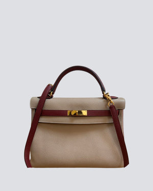 Hermes HSS Kelly 32cm Retourne Bag in Togo Leather With Gold Hardware