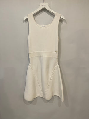 Chanel White Sleeveless Mini Dress with CC Button Detail Size FR 40 (UK 12)