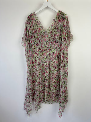 Dolce & Gabbana Silk Flowing Sleeveless Dress with Floral Print Details Size IT 40 (UK 8)