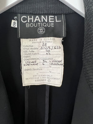 *CHANEL ARCHIVE* Chanel Spring / Summer 1992 Vintage Black CC Knit Zip Mini Dress FR 40 (UK 12)