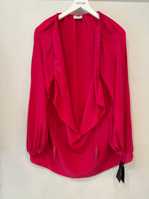 Saint Laurent Pink Silk Tunic Dress with Tassel Detail Size FR 42 (UK 14)