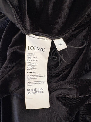 Loewe Black and Red Velvet Draped Maxi Dress with Body Print Size IT 38 (UK 6)