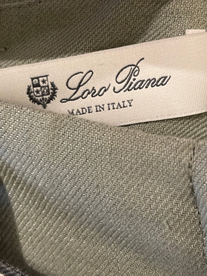 Loro Piana Sage Green Two-Piece Linen Shirt and Trousers Set Size IT 42 (UK 10)