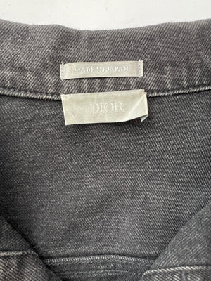 Dior Menswear Washed Black Denim Jacket with Arm Zip Detail Size FR 50 (UK 40)