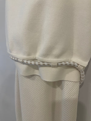 Hermès White Knitted Sleeveless Midi Dress with Waist String Details Size FR 36 (UK 8)