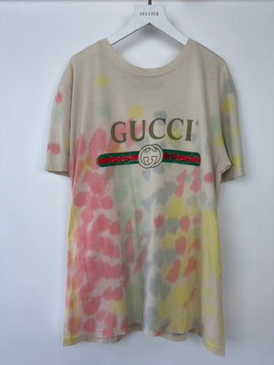 Gucci Multicolour Tie Dye Logo T-Shirt Size IT 38 (UK 10)