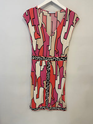 Emilio Pucci Pink & White Patterned Midi Dress Size IT 38 (UK 6)