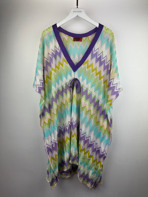 Missoni Purple Beach Dress Cover Up With Drawstring Waist Detail IT 40 (UK 8)