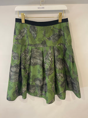 Oscar De La Renta Green and Grey Floral Printed Mini Skirt Size US 8 (UK 12)