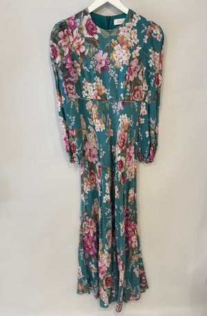 Zimmermann Blue Multicoloured Floral Long-Sleeve Maxi Dress Size 0 (UK 8)