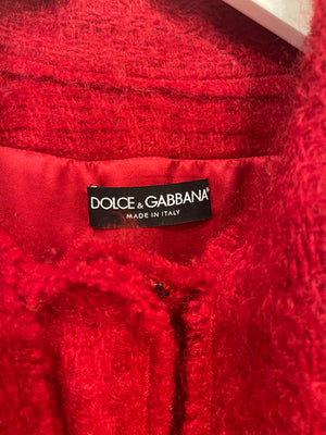 Dolce & Gabbana Red Wool Jacket with Scarf Detail Size IT 40 (UK 8)