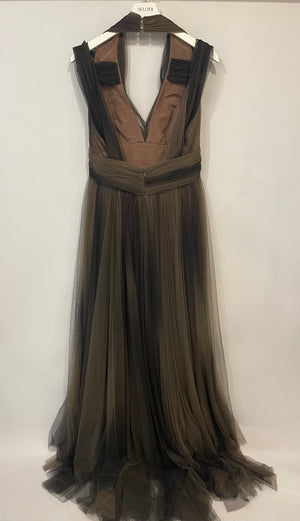 Elie Saab Brown Ombre Sleeveless Tulle Maxi Gown Size FR 46 (UK 18)