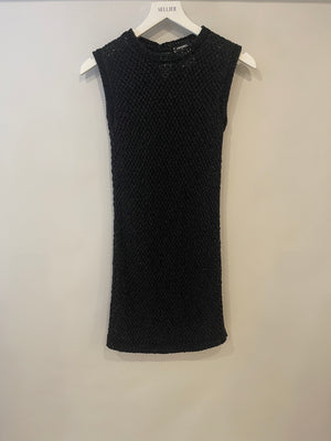 Chanel Black Crochet Sleeveless Mini Dress Size FR 36 (UK 8)