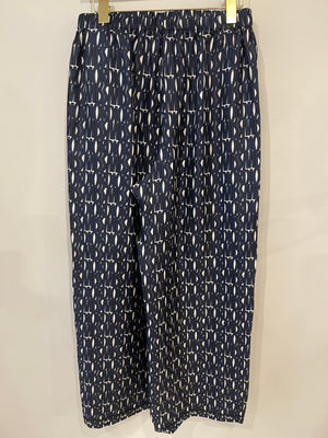 Christian Dior White and Navy Silk Top and Trousers Set with Logo Prints Size FR 38/40 (UK 10/12)