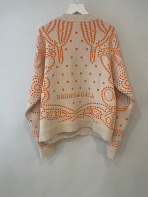 Hermès Cream and Orange Cashmere Brides de Gala Cardigan Size FR 38 (UK 10) RRP £2,450