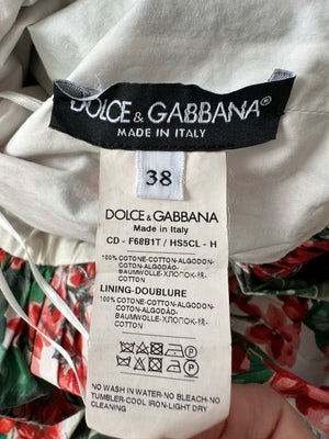 Dolce & Gabbana Red Floral Mini Dress with Crochet Trim Detail IT 38 (UK 6)